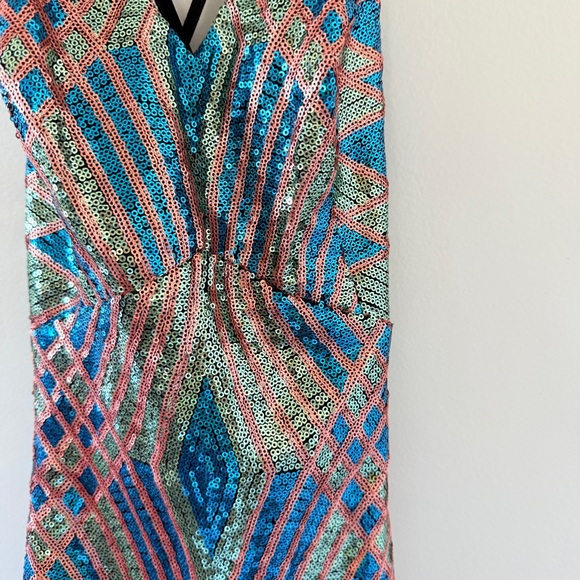 Lulus Glow With The Flow Multicolor Sequin Geometric Mini Dress - Picture 6 of 8
